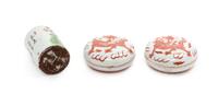 Three Chinese Porcelain Scholar's Objects Diameter of largest 2 3/4 inches. — 19TH-EARLY 20TH CENTURY