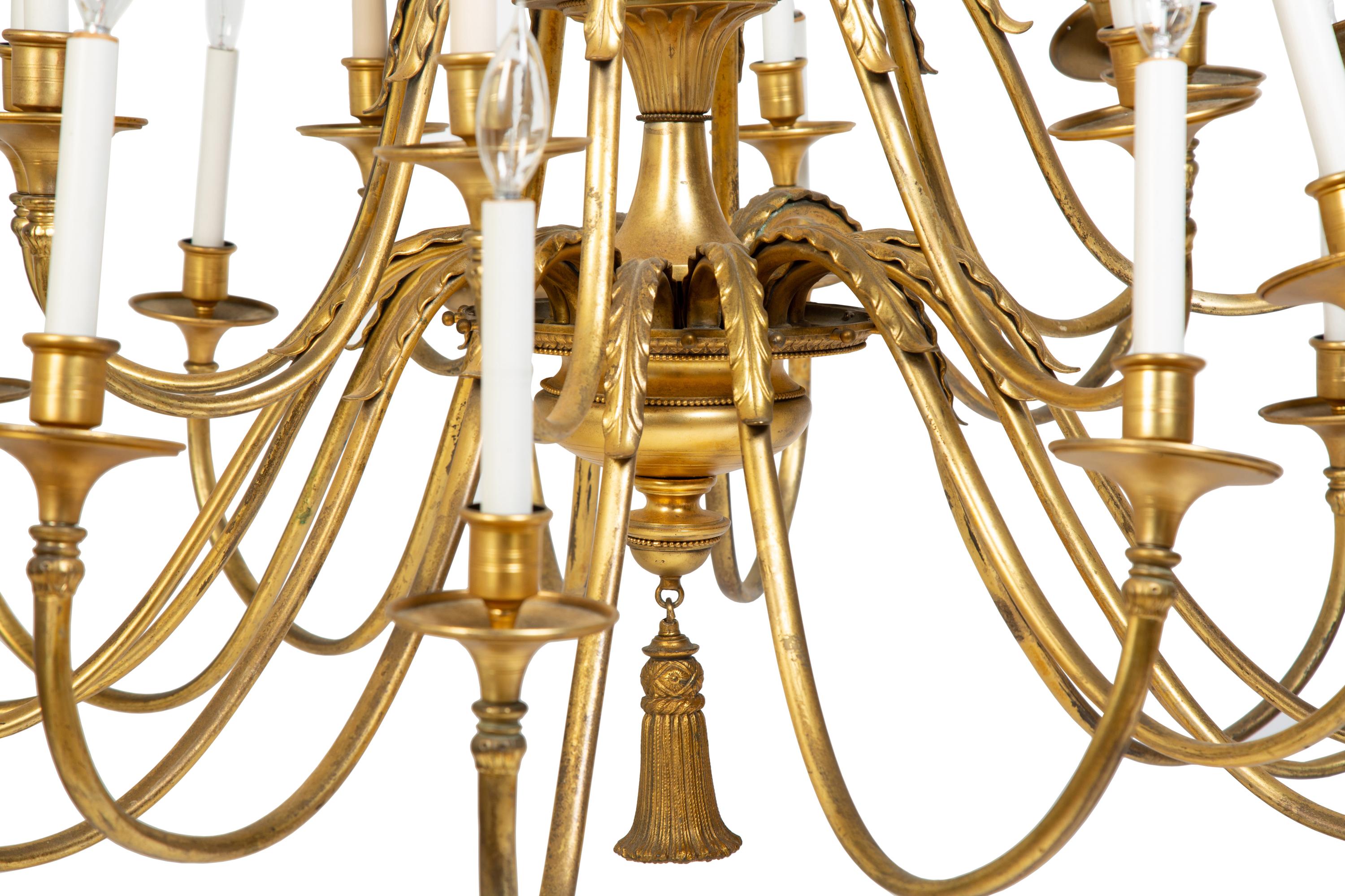 A Twenty-One Light Neoclassical Style Gilt Metal Chandelier