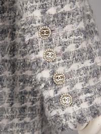 Chanel, Grey Fantasy Tweed Double Breasted Coat