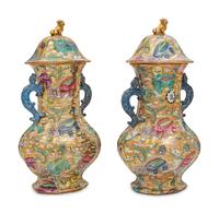 A Pair of Chinese Porcelain Covered Vases