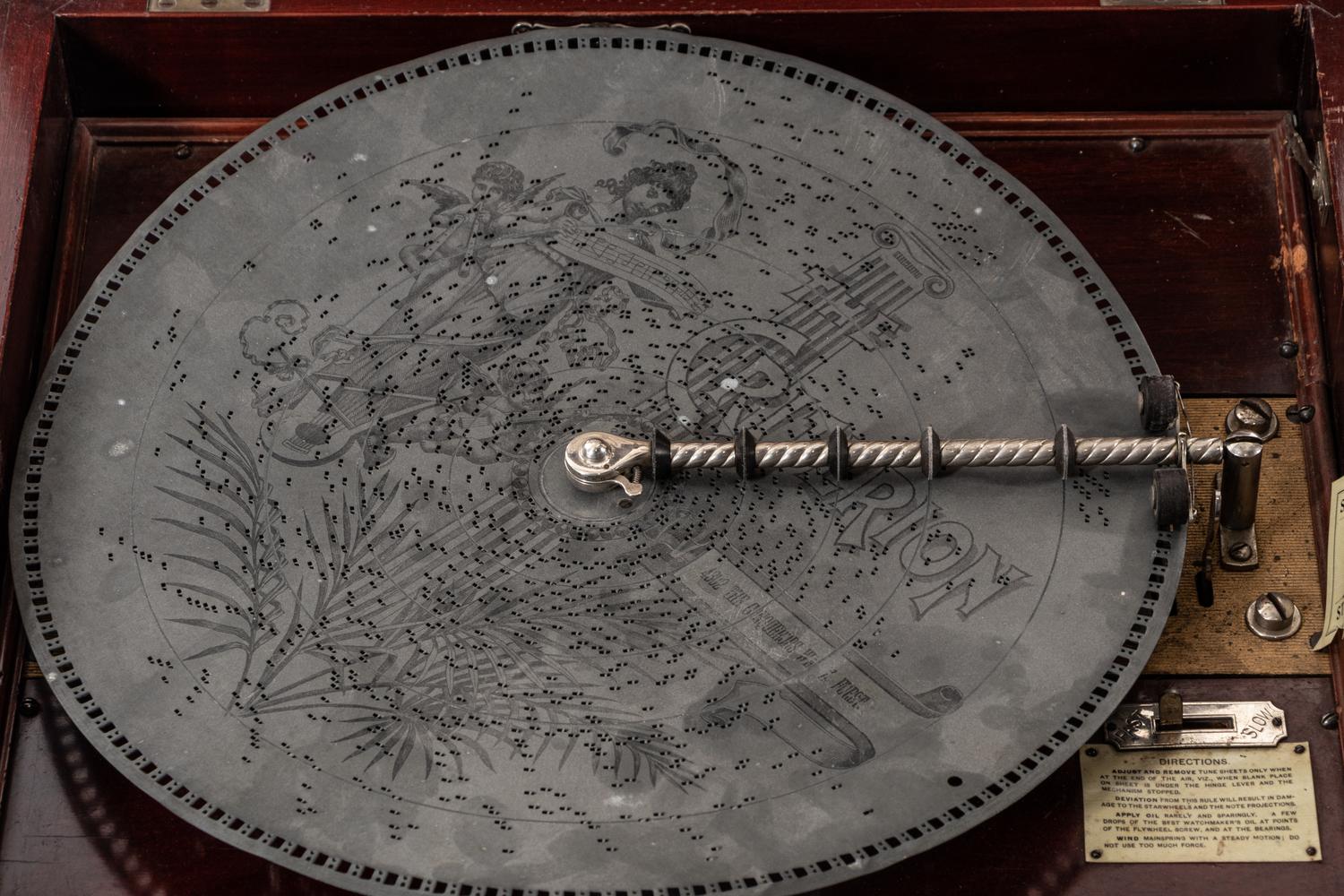 A Criterion Walnut Music Box with Ten Discs