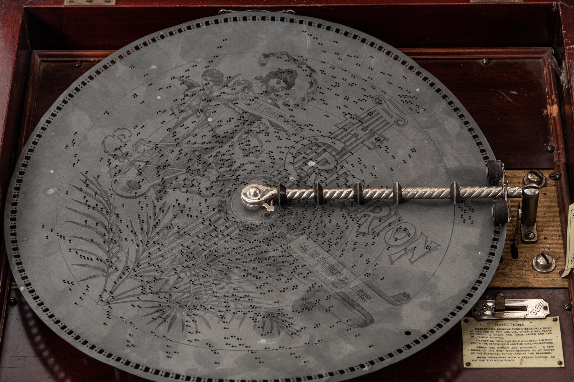A Criterion Walnut Music Box with Ten Discs