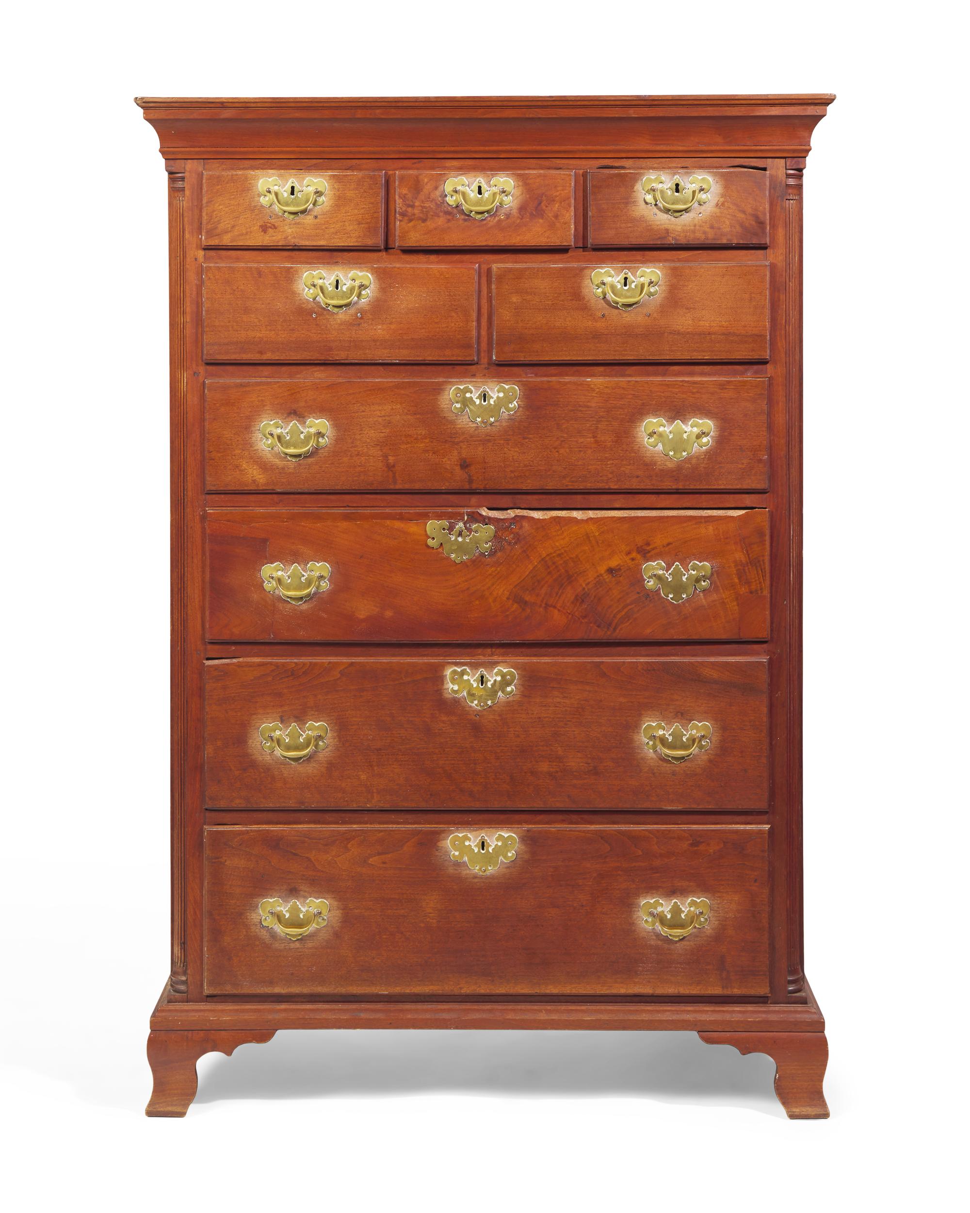 A Chippendale Walnut Tall Chest of Drawers