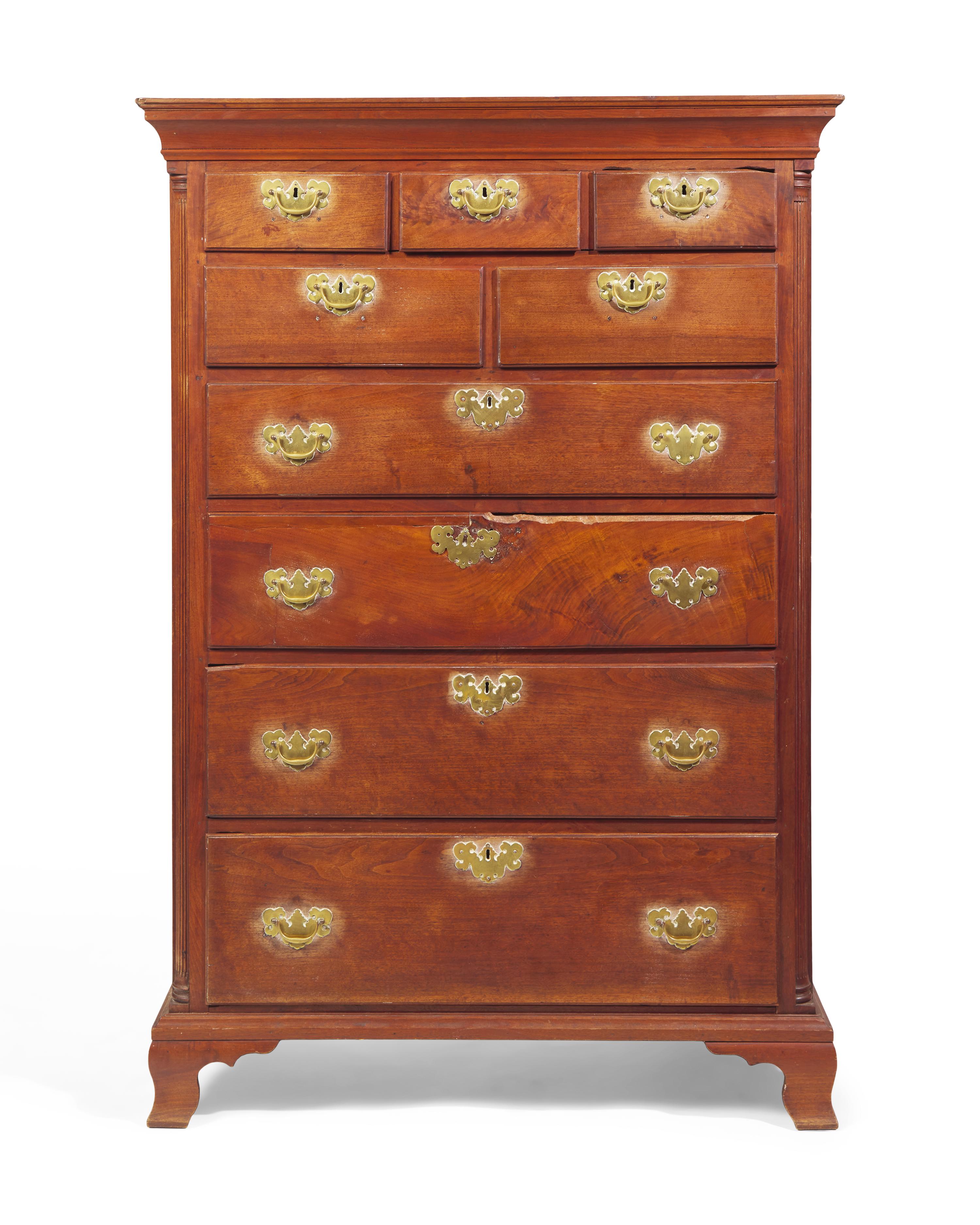 A Chippendale Walnut Tall Chest of Drawers