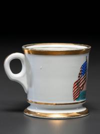 A Patriotic Porcelain Shaving Mug Depicting the U.S.S. Mississippi