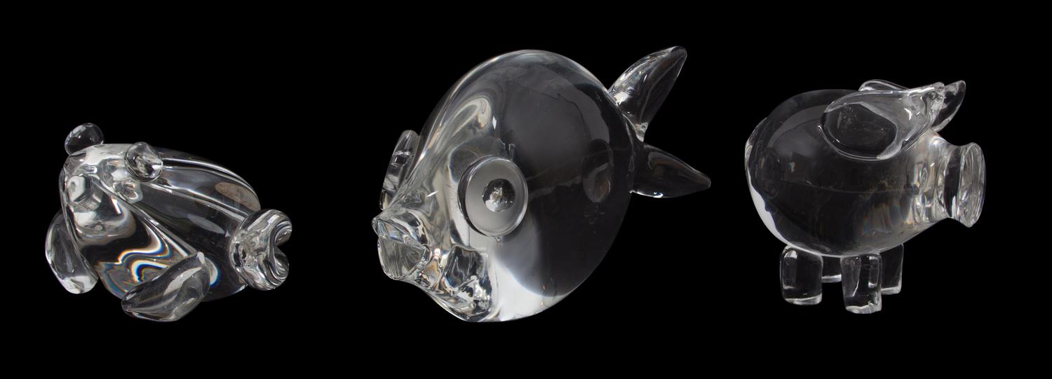 Three Steuben Glass Animal Figures Height of largest 4 x width 7 x depth 2 1/2 inches. — 20TH CENTURY