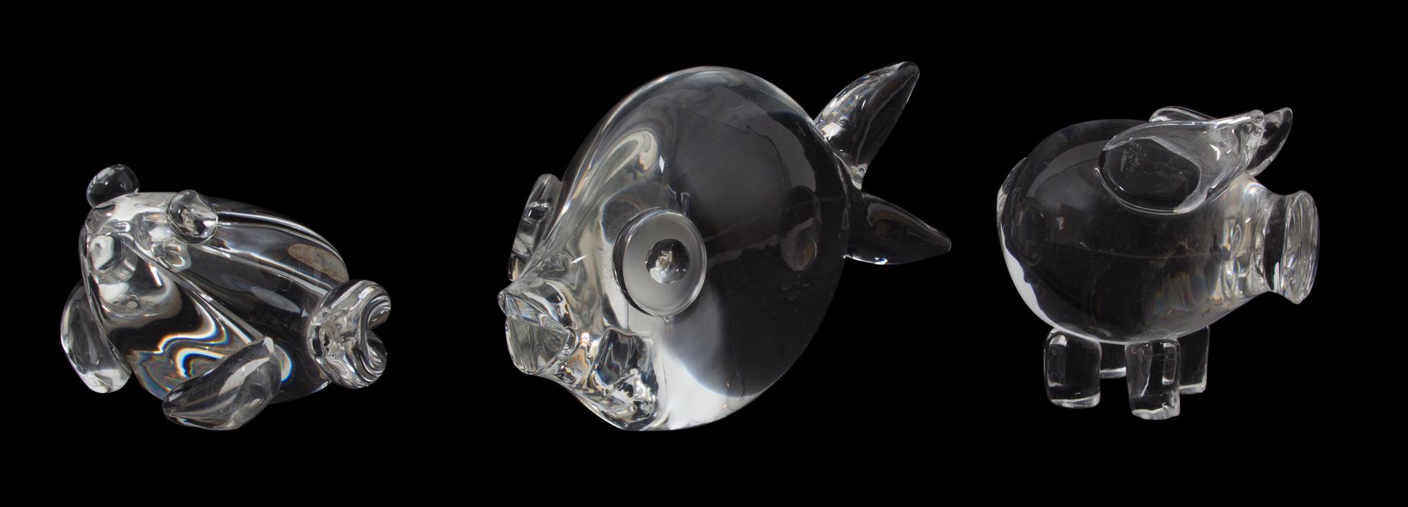 Three Steuben Glass Animal Figures Height of largest 4 x width 7 x depth 2 1/2 inches. — 20TH CENTURY