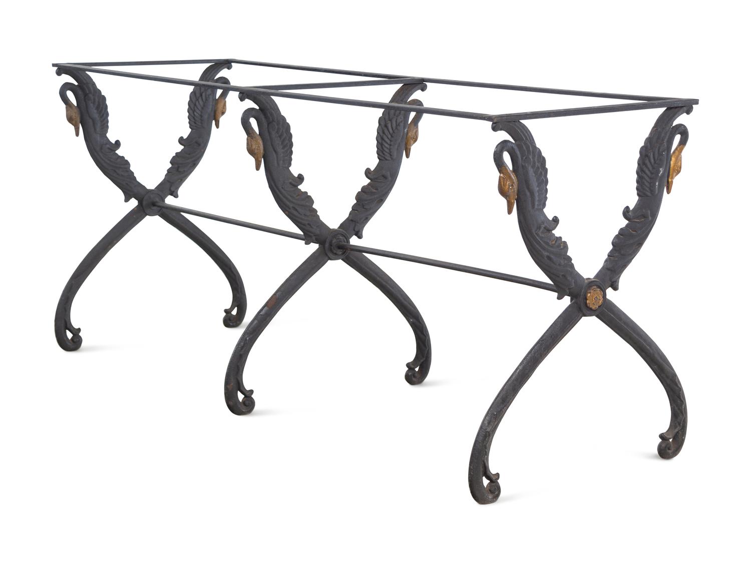 An Empire Style Parcel Gilt Iron Console Table Base