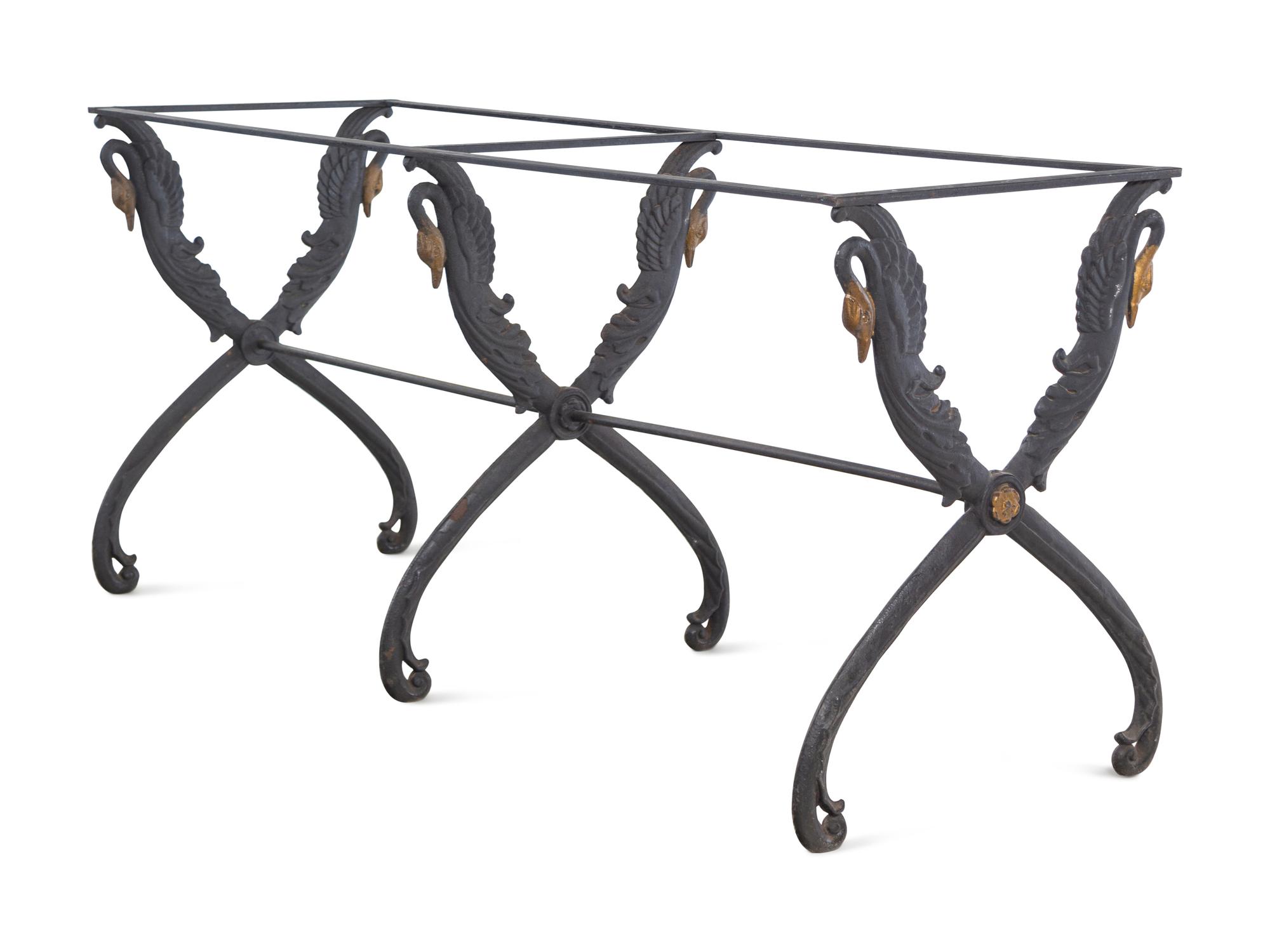 An Empire Style Parcel Gilt Iron Console Table Base