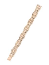 DANIEL BASS, STERLING SILVER, ROSE GOLD, AND DIAMOND BRACELET