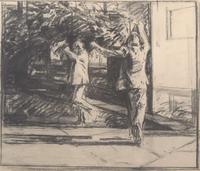 Sidney Goodman (American, 1936–2013) - Two Kids Playing