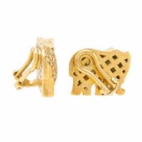 Diamond and Yellow Gold Elephant Earrings