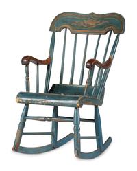 A Classical Blue-Painted and Stencil Decorated Child's Hitchcock Rocking Chair