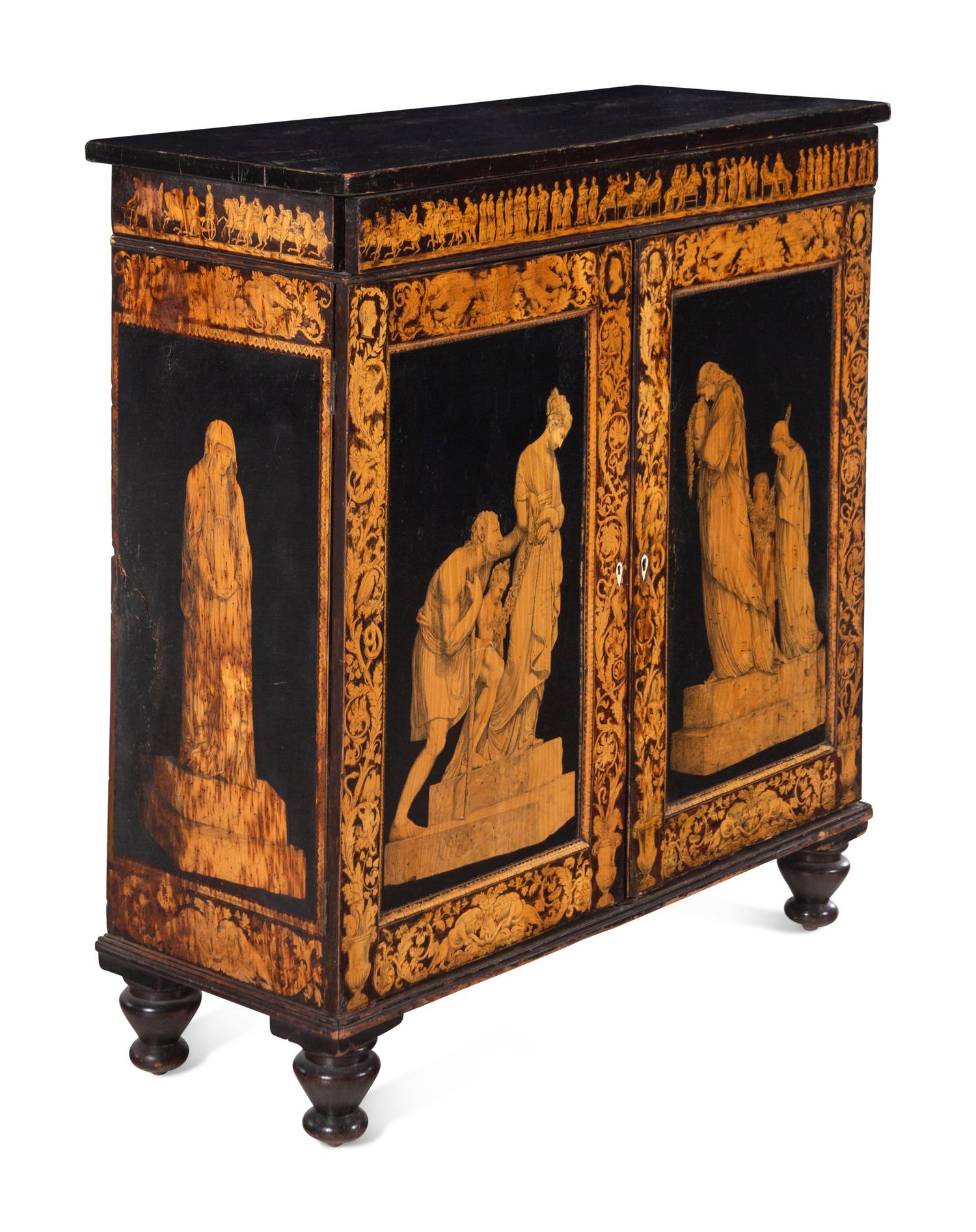 A Neoclassical Style Penwork Cabinet