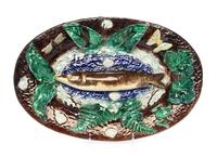 A French Palissy Style Trompe L'oeil Oval Platter Width 16 inches. — FRENCH, CIRCA 1880
