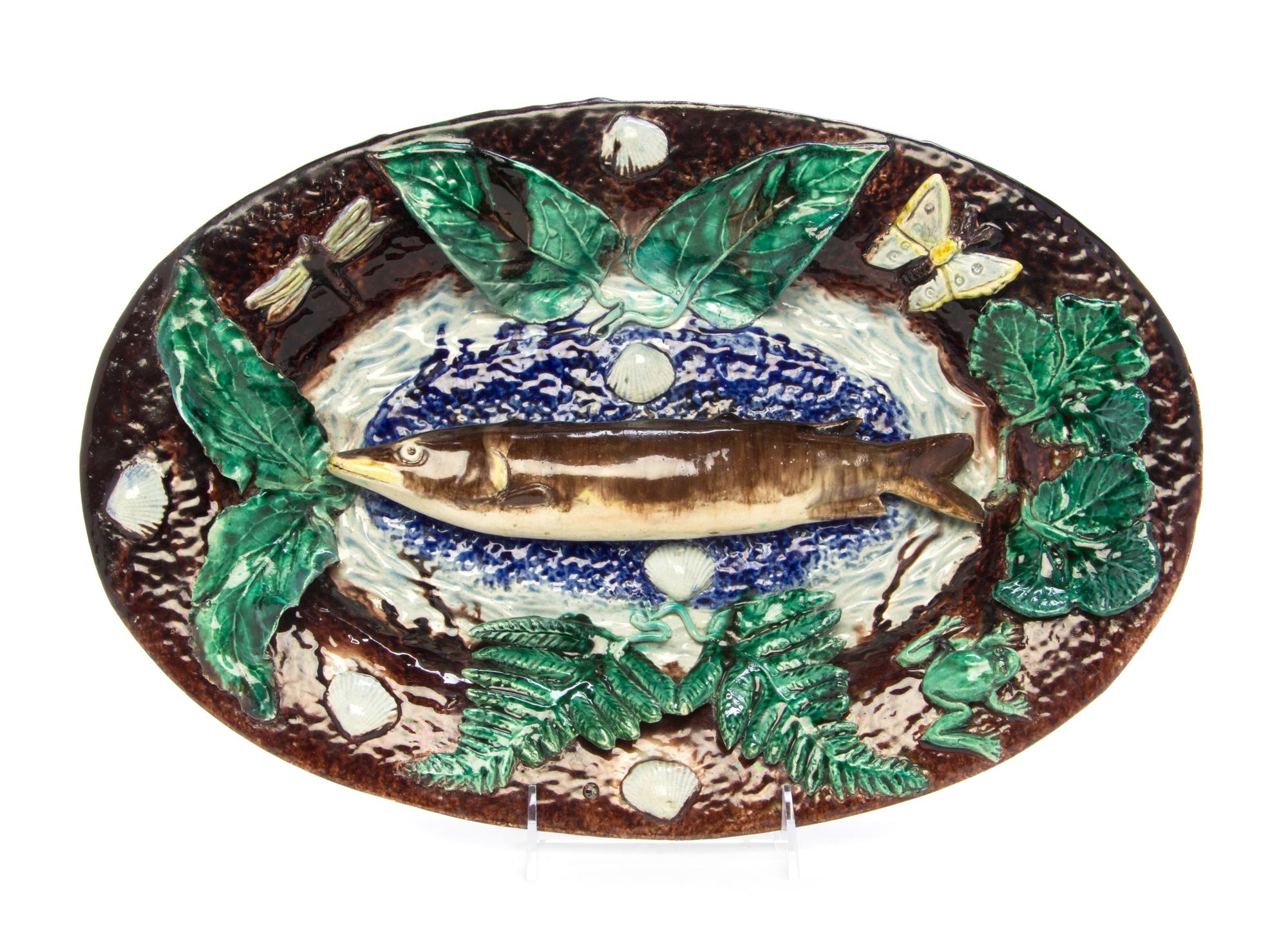 A French Palissy Style Trompe L'oeil Oval Platter Width 16 inches. — FRENCH, CIRCA 1880