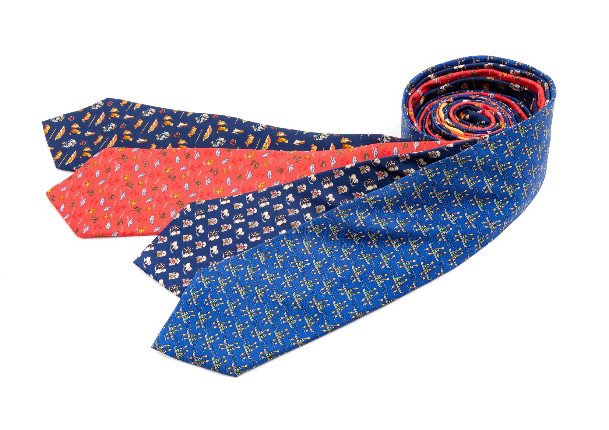 Four Salvatore Ferragamo Silk Ties,