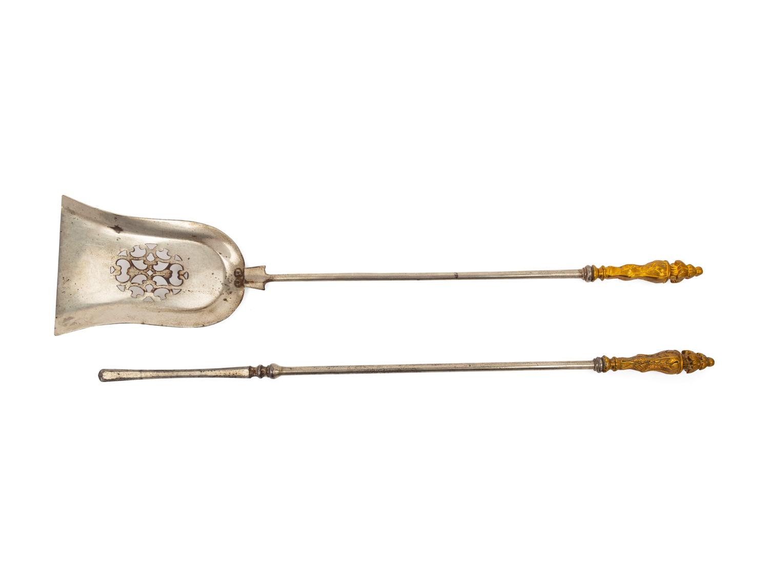 A Pair of Brass Andirons