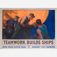 [Posters] [World War I] Stevens, W(illiam). D(odge). Teamwork Builds Ships