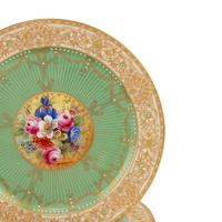 A Set of Seventeen Royal Worcester Painted Porcelain Dessert Plates