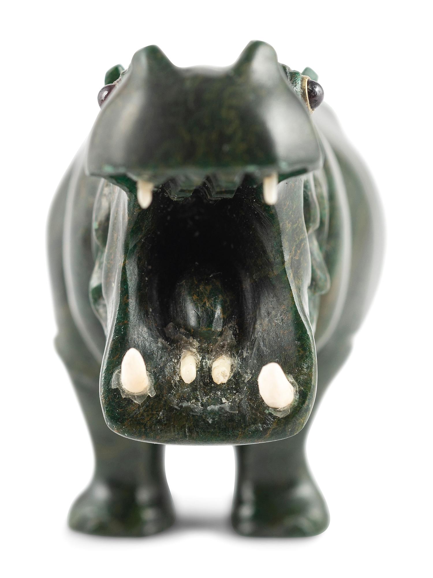 A Russian Carved Hardstone Hippopotamus