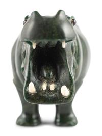 A Russian Carved Hardstone Hippopotamus