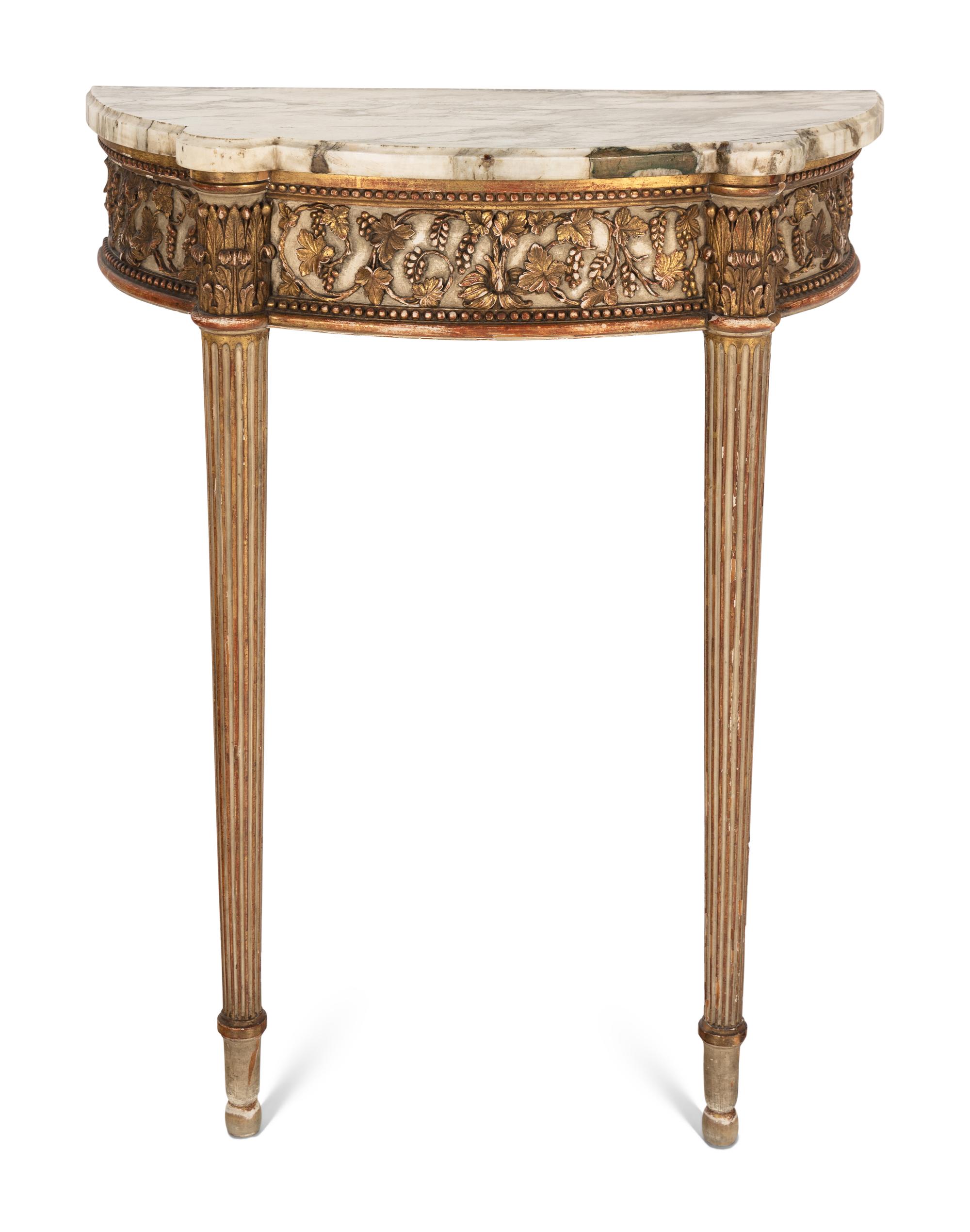 An Italian Giltwood Marble-Top Console Table