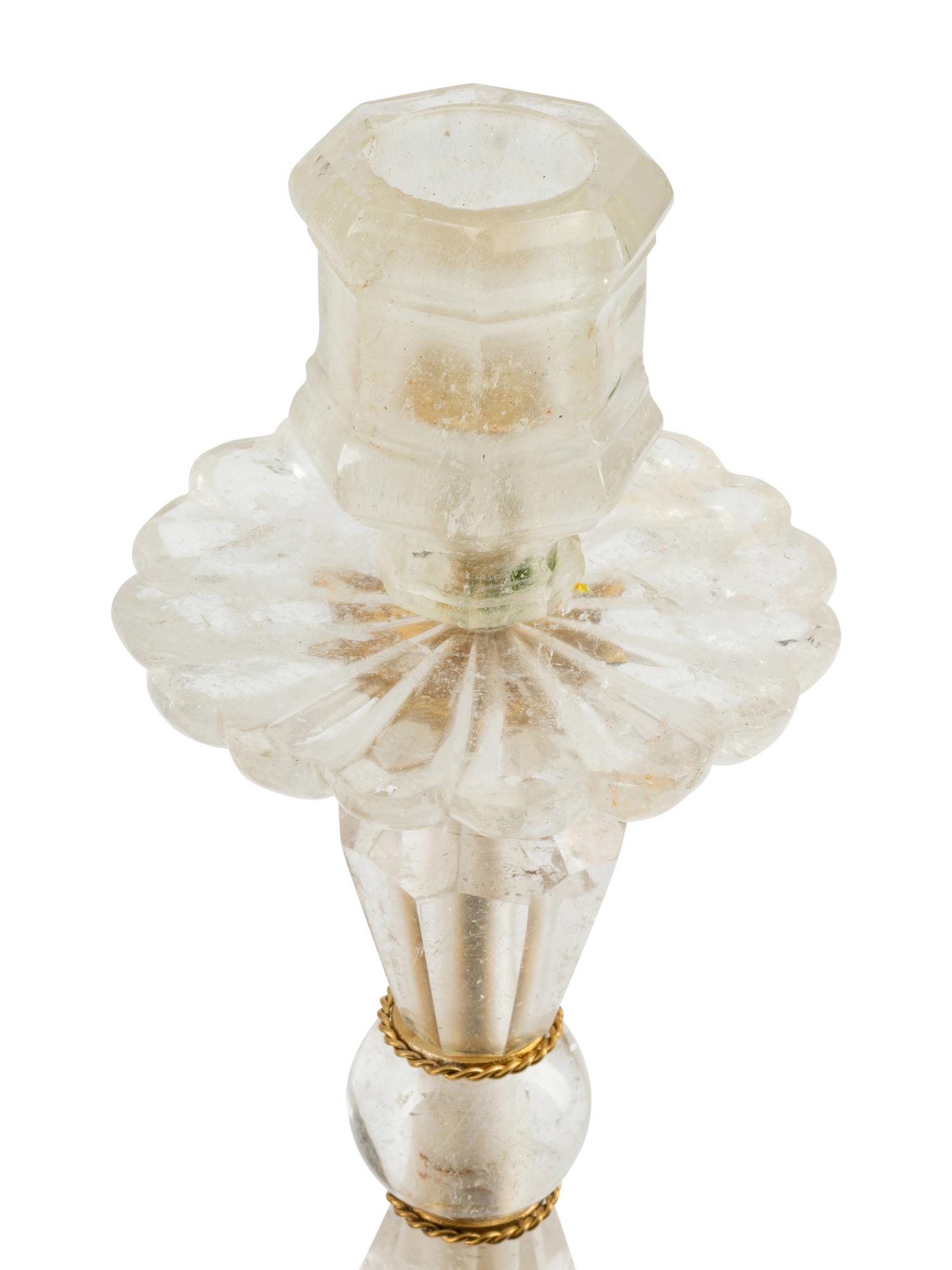 A Set of Four Rock Crystal Candlesticks