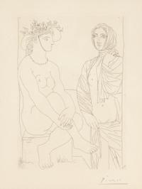 Femme assise au chapeau et femme debout drapée (from La Suite Vollard )