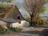 Spring day with a horse carriage on the road near Jyllinge