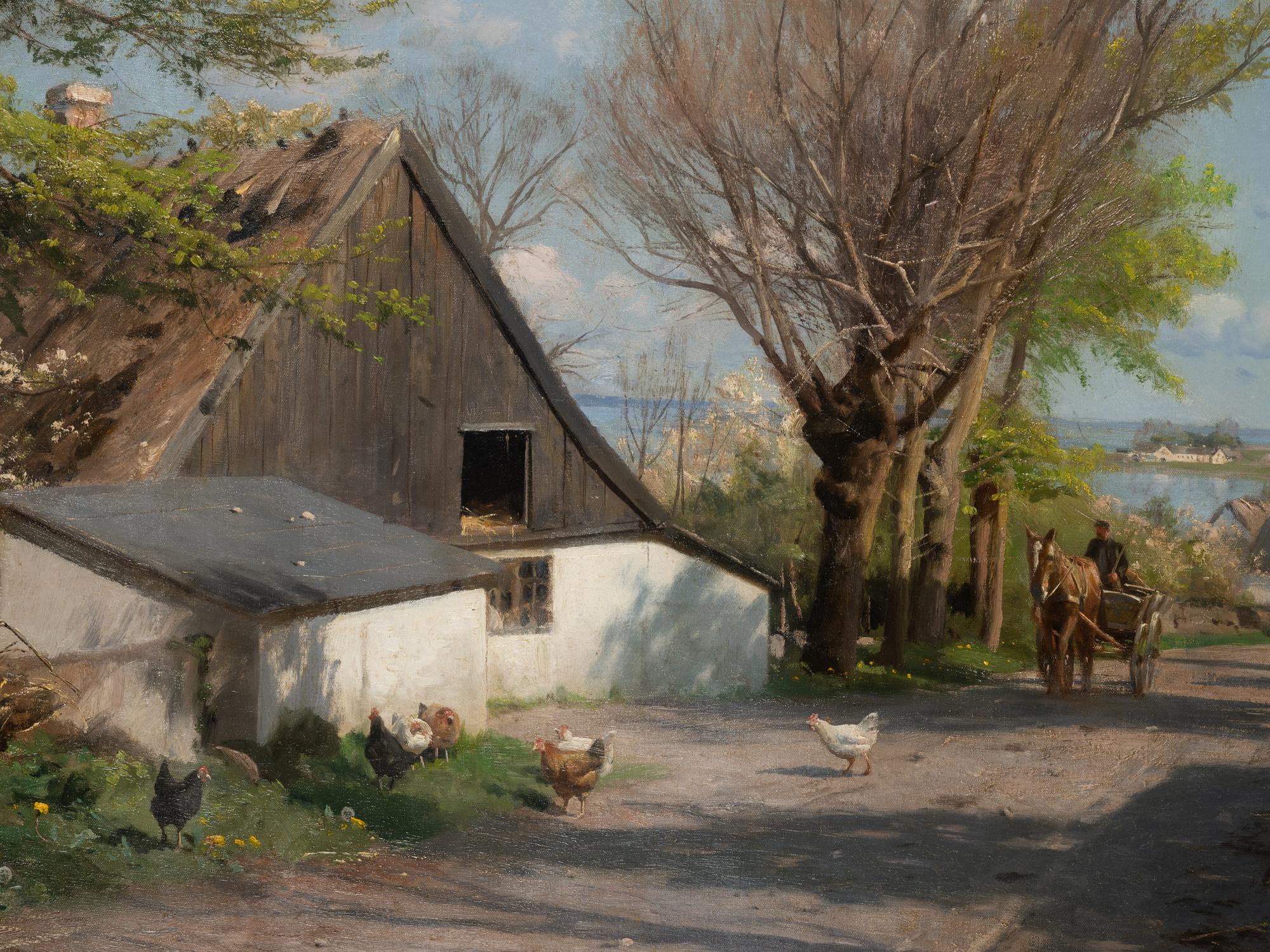 Spring day with a horse carriage on the road near Jyllinge
