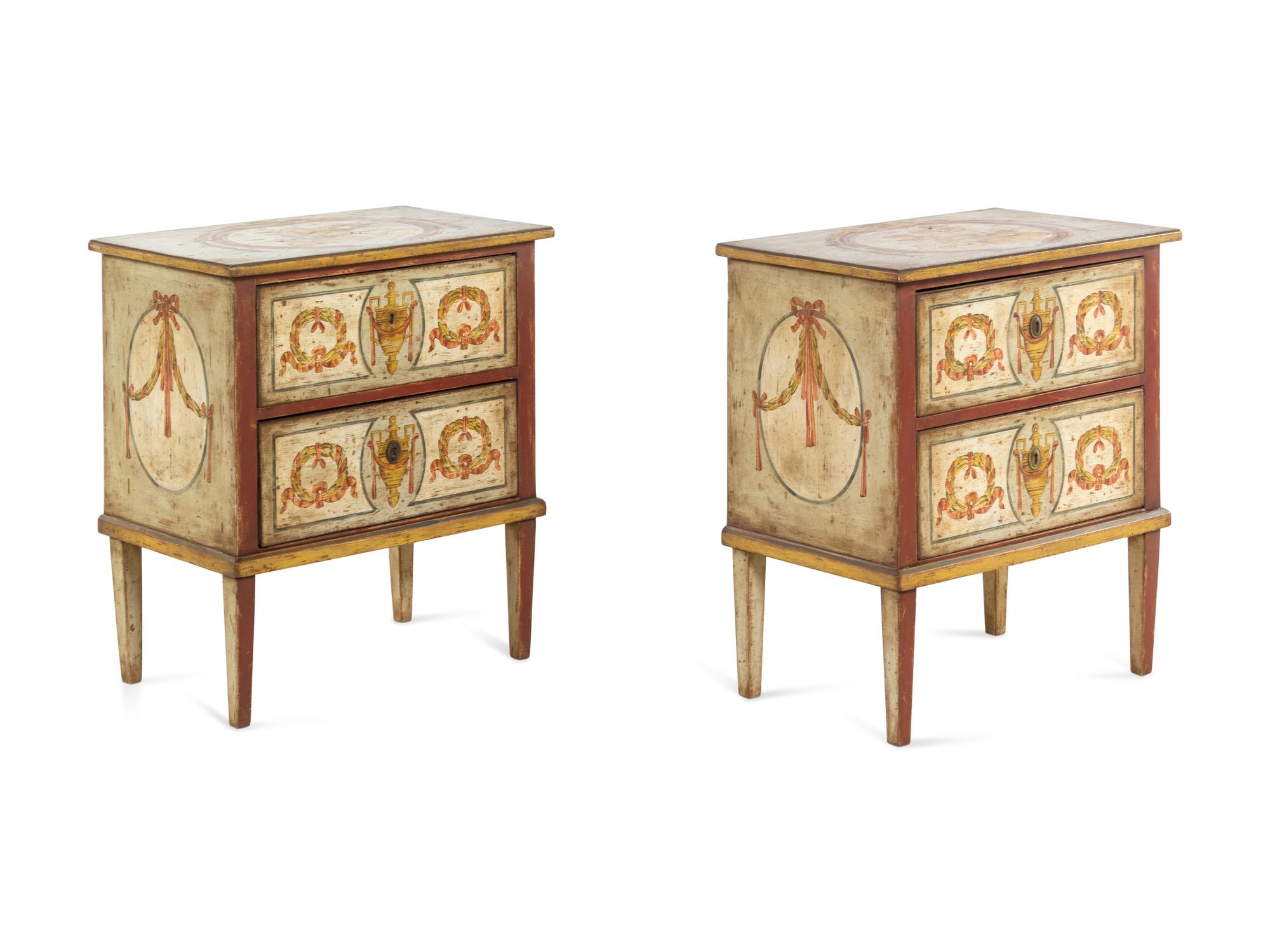 A Pair of Italian Painted Nightstands