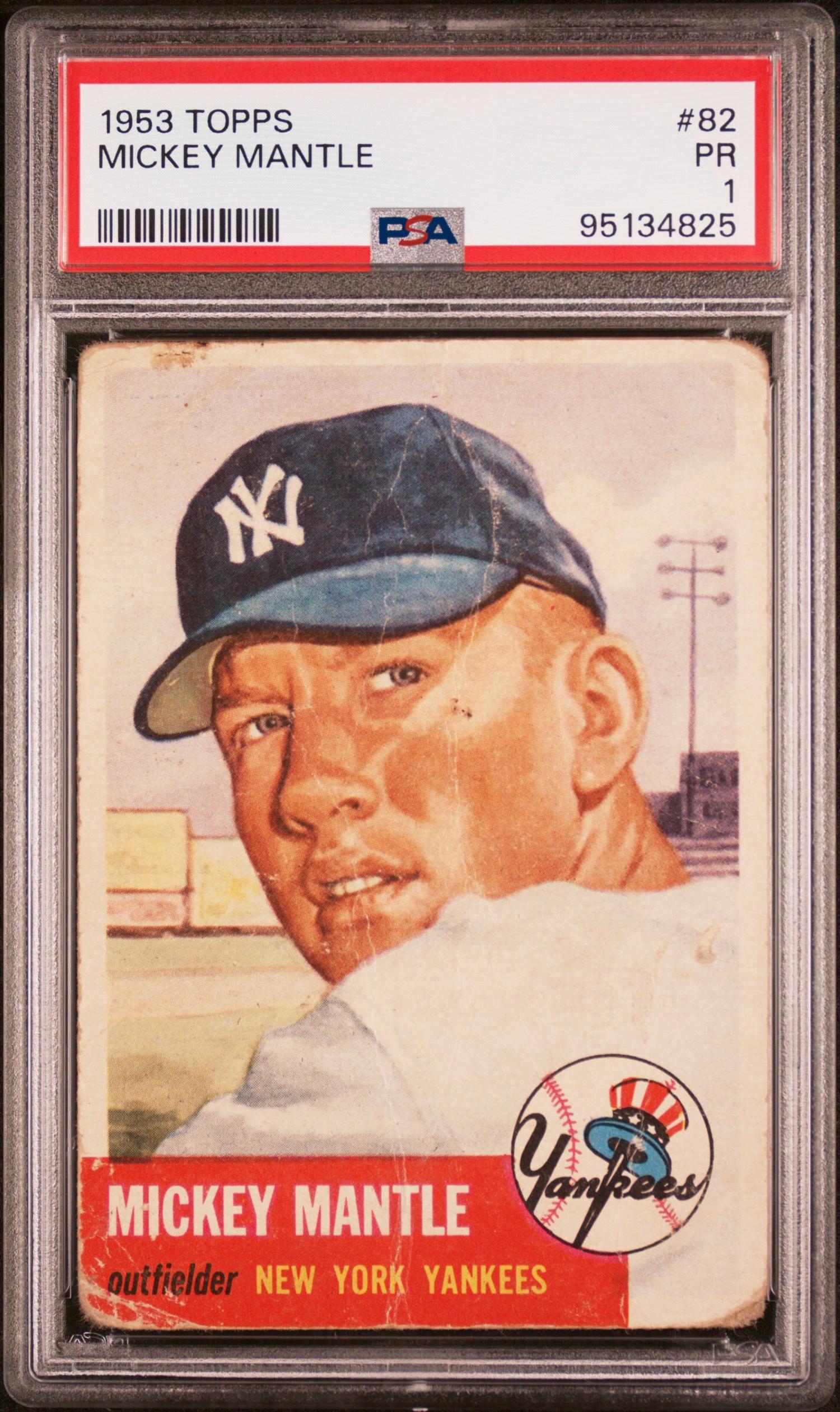 A 1953 Topps Mickey Mantle Baseball Card No. 82 (PSA 1)