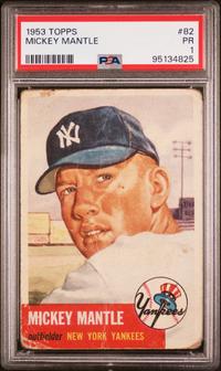 A 1953 Topps Mickey Mantle Baseball Card No. 82 (PSA 1)