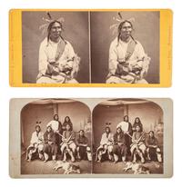 [NATIVE AMERICANS]. 2 stereoviews of Chippewa Indians by CASWELL, WHITNEY and ZIMMERMAN.