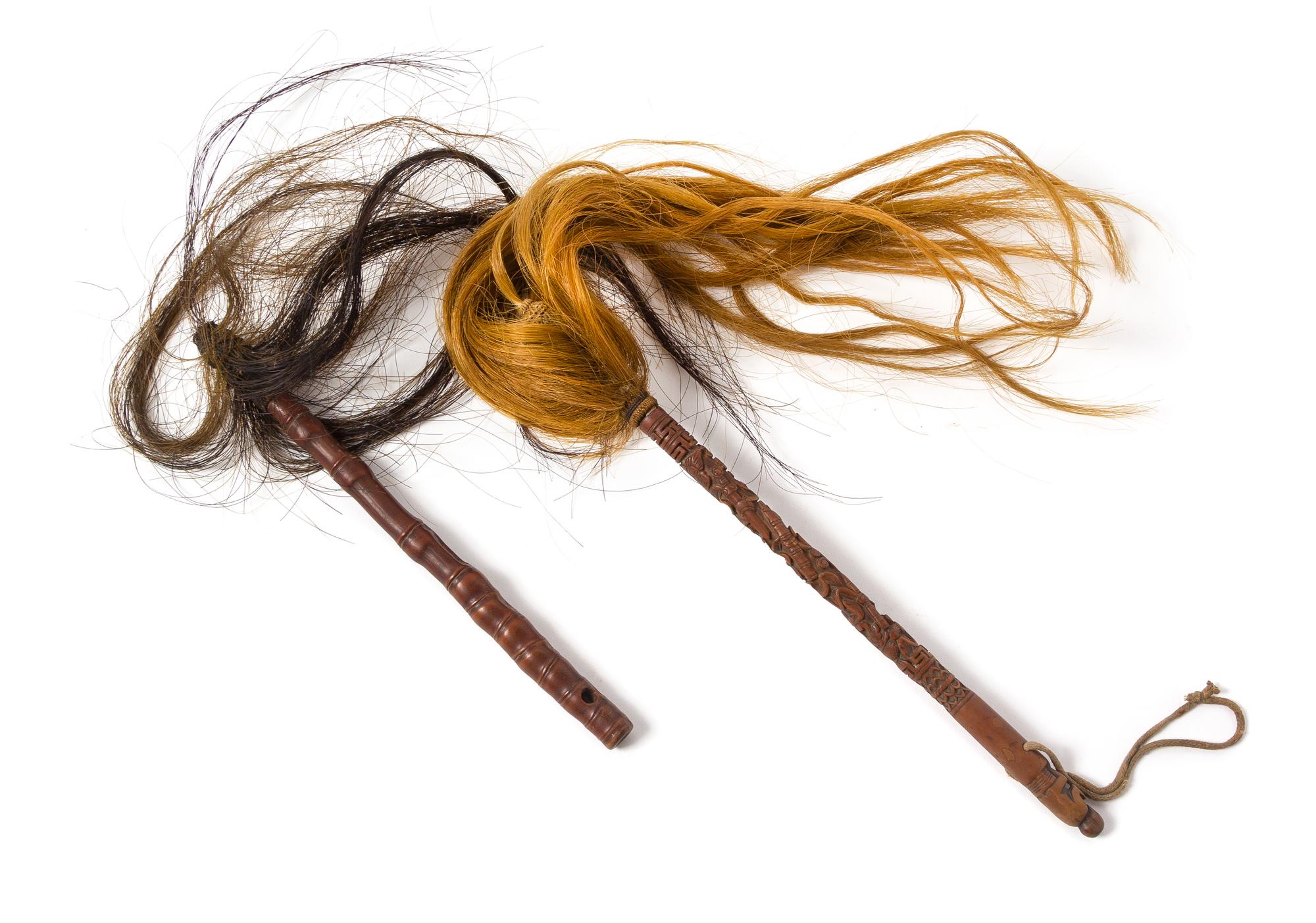 Two Fly Whisks Length of larger 10 1/2 inches. — 19TH CENTURY