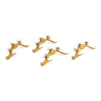 A Set of Four Gilt Metal Antler-Form Three-Light Candelabra