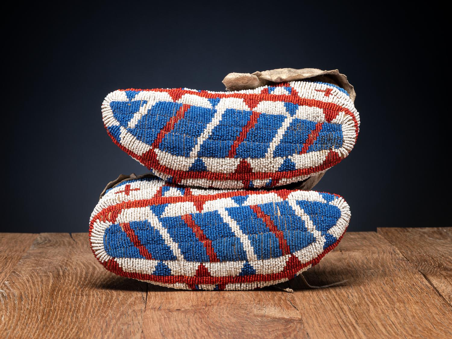 Sioux Fully Beaded Hide Moccasins