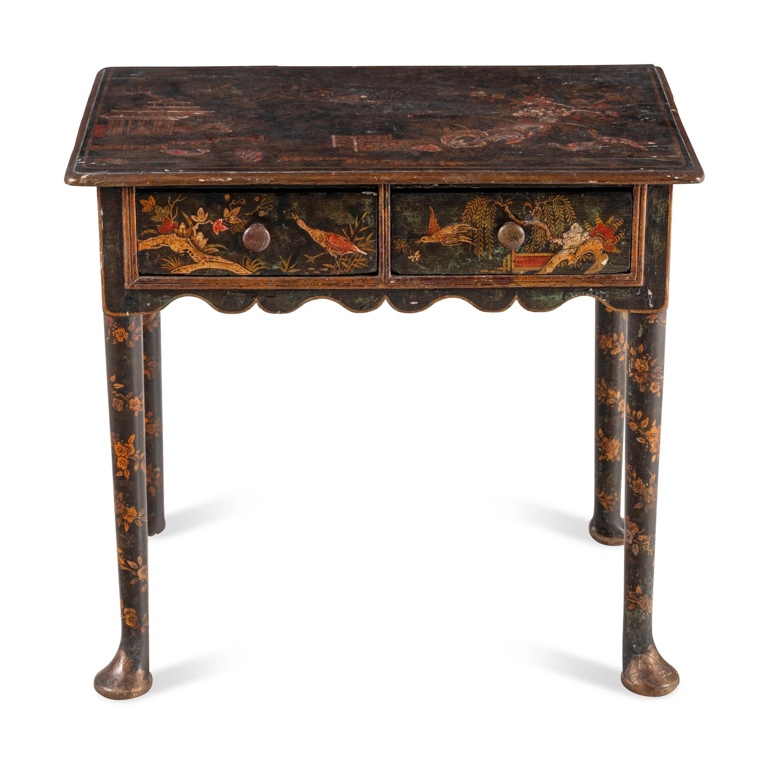 An English Black and Gilt-Japanned Side Table
