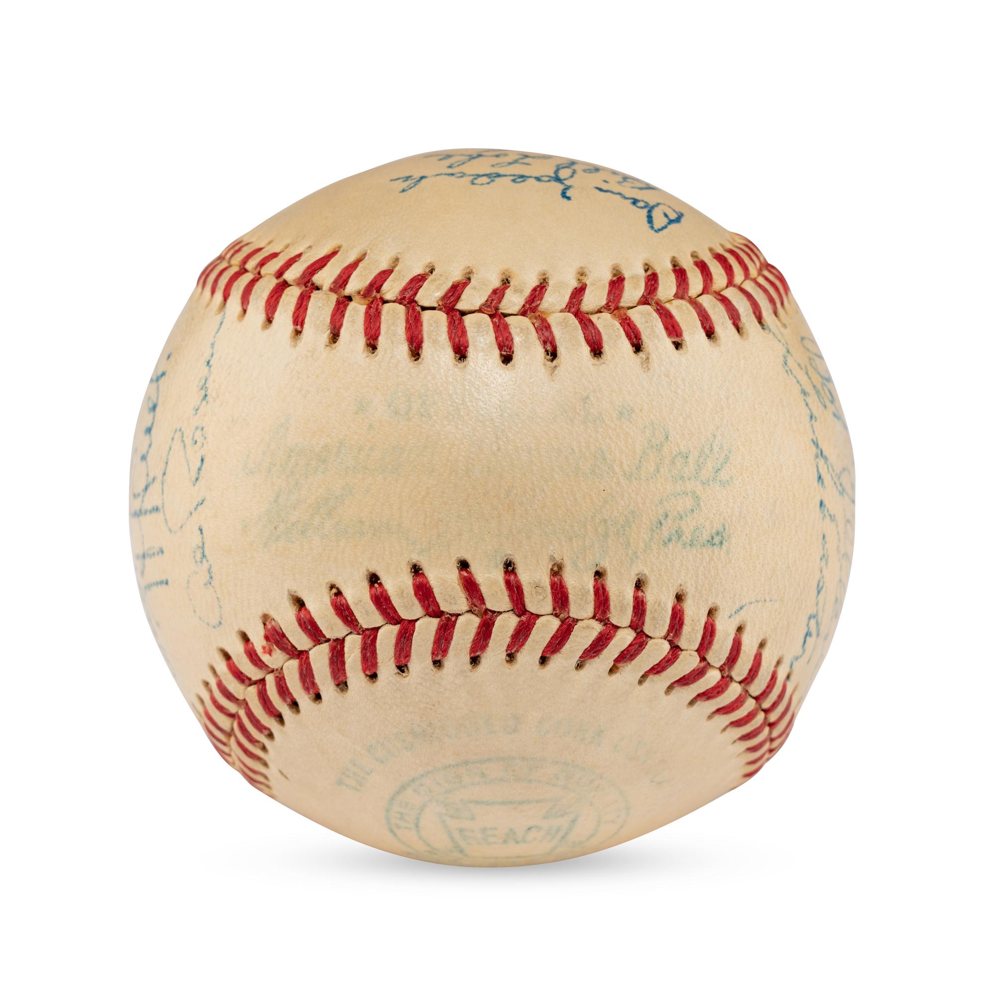 A 1950 Cleveland Indians Team Signed Autograph Baseball (JSA Letter of Authenticity),