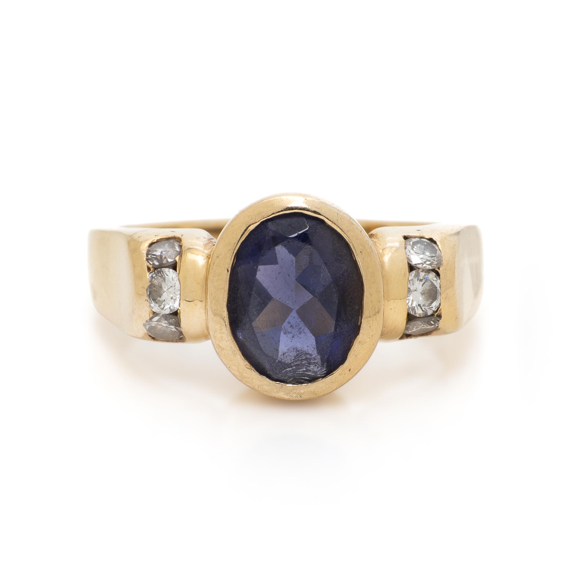 IOLITE AND DIAMOND RING