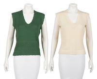Five Carolina Herrera Knit Top Pieces: Two Twin Sets and One Sleeveless Top, 2000s