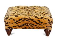 A Victorian Style Button-Tufted Mahogany Ottoman
