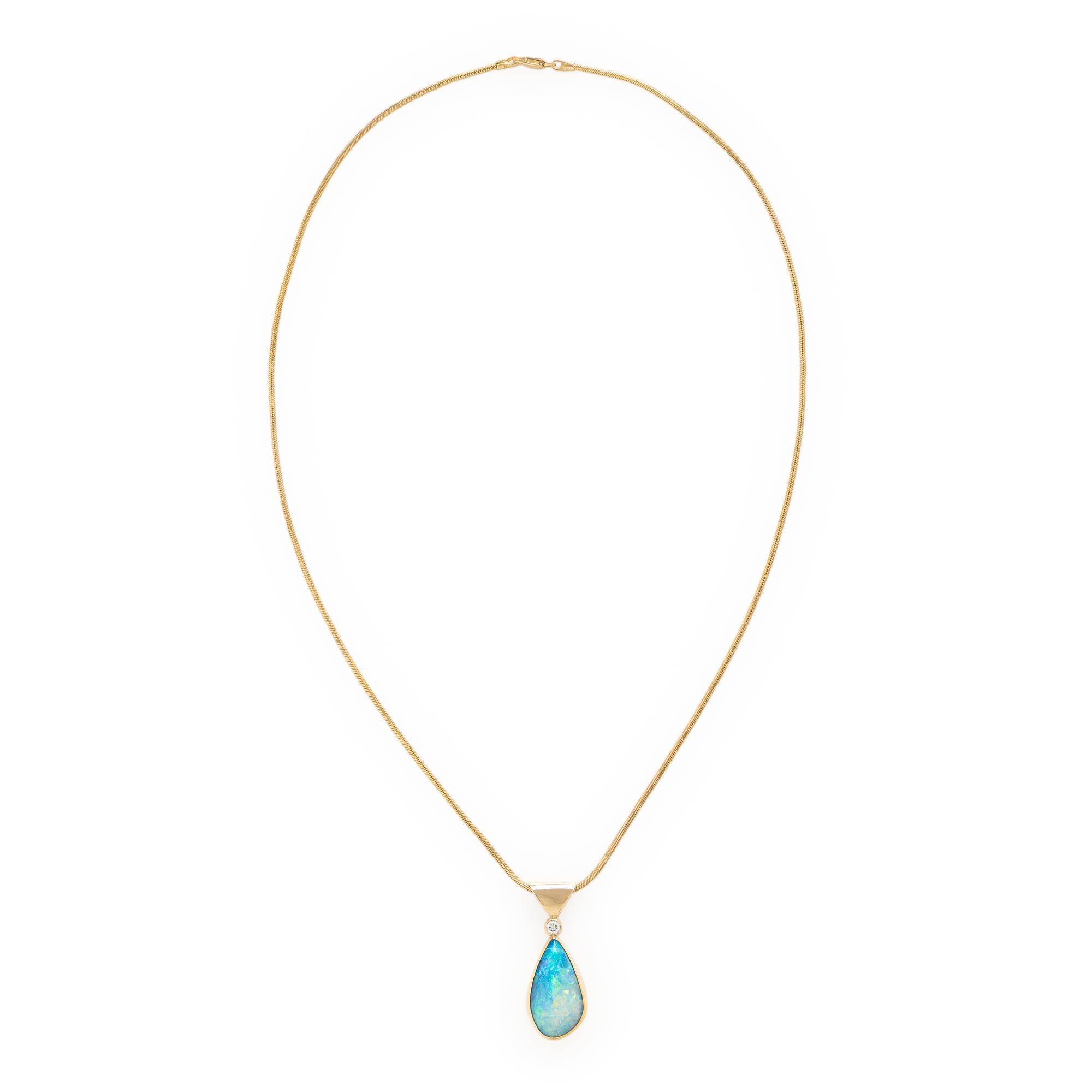 Peggie Robinson Designs, Opal Doublet, Diamond, and Yellow Gold Necklace