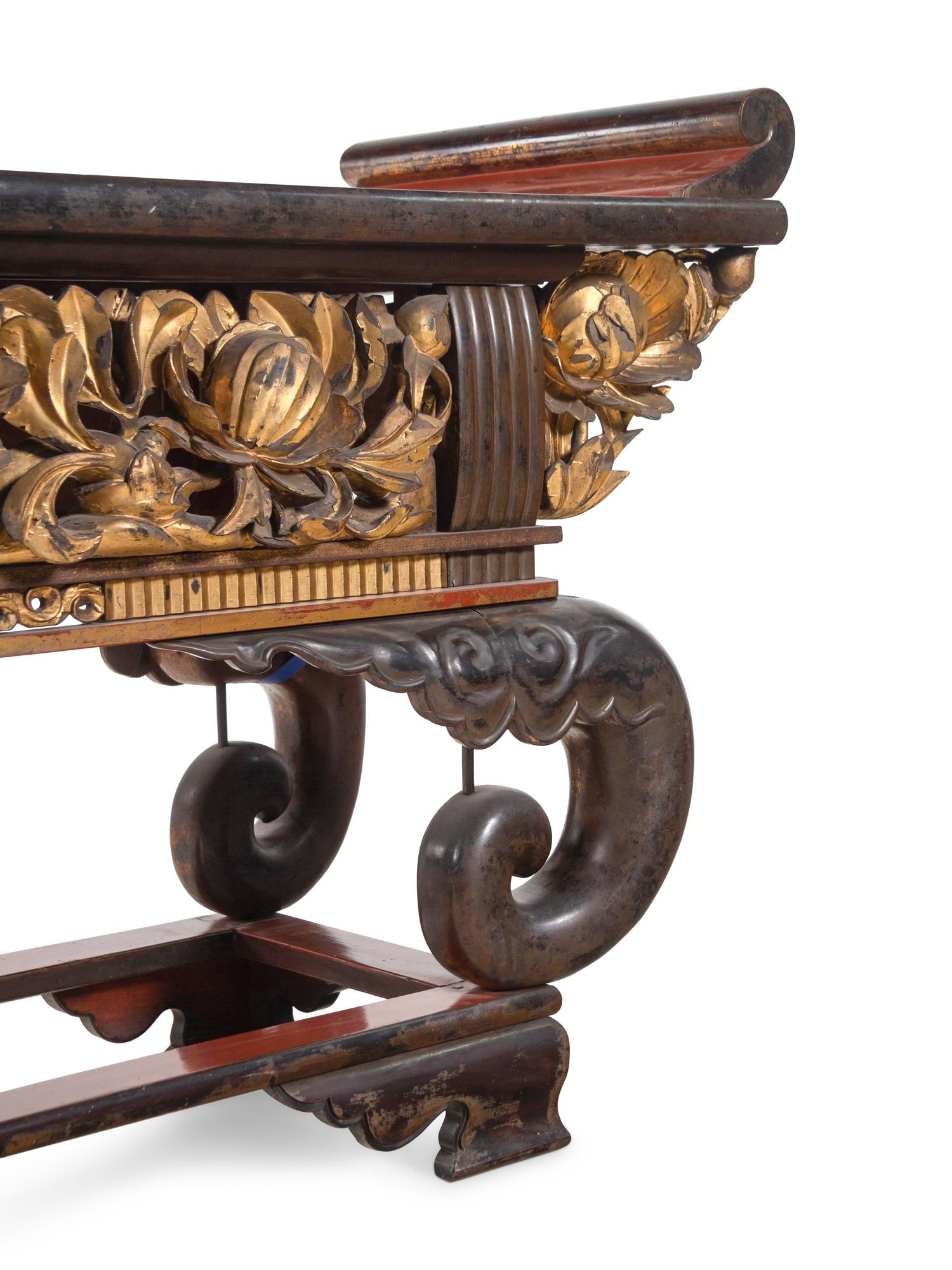 A Japanese Red Lacquered Wood Low Table