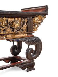 A Japanese Red Lacquered Wood Low Table
