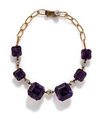 GEORGIAN, YELLOW GOLD, AMETHYST, AND DIAMOND JEWELRY SUITE