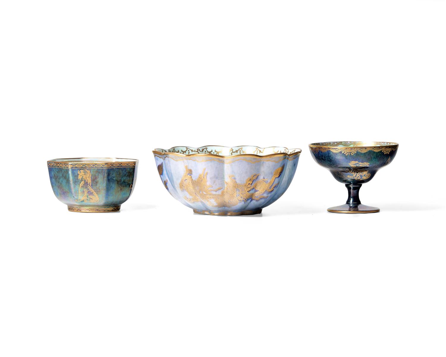 Three Wedgwood Lustre Crane (or Bird of Paradise) Table Articles