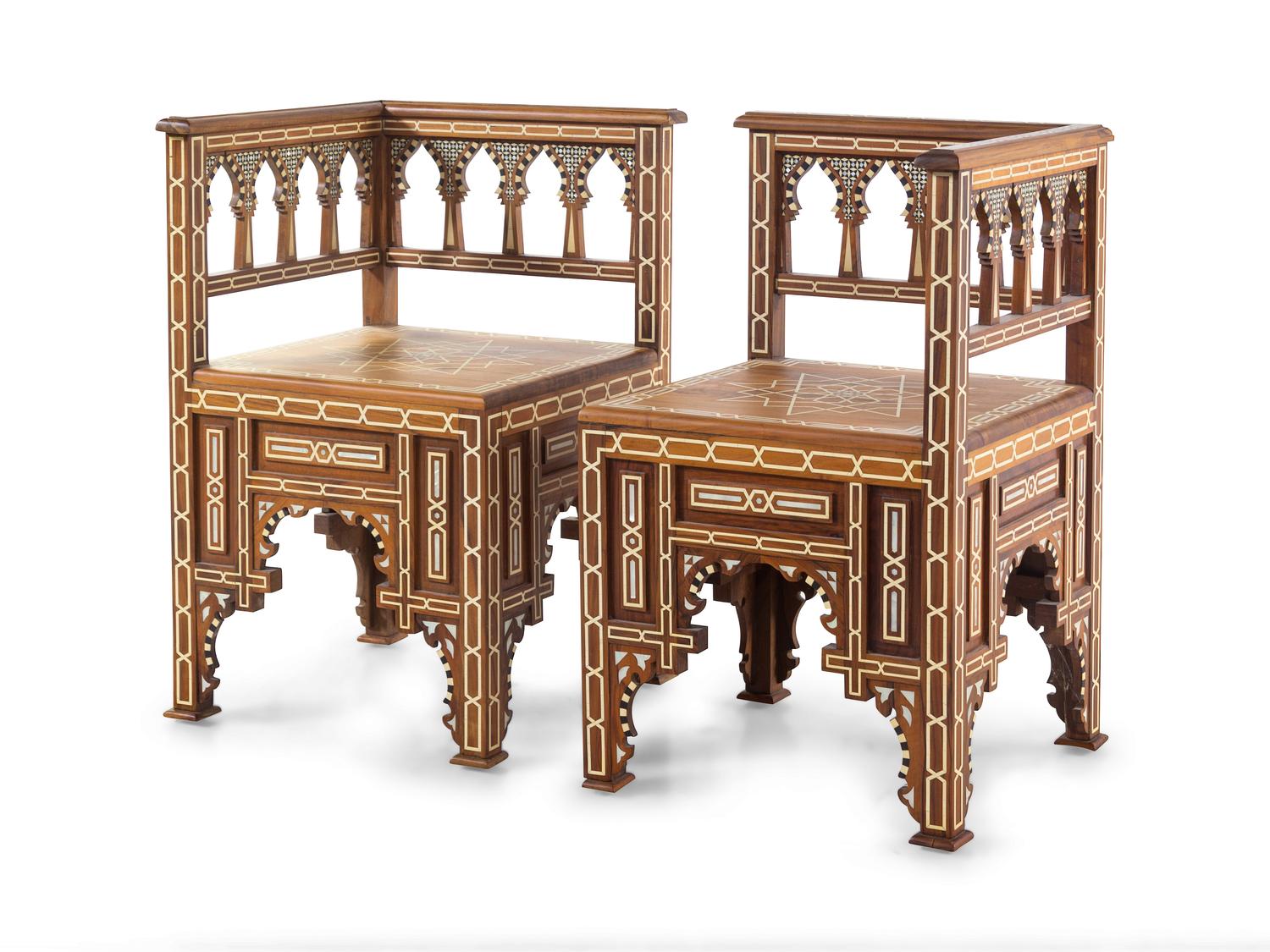 A Turkish Inlaid Parlor Suite