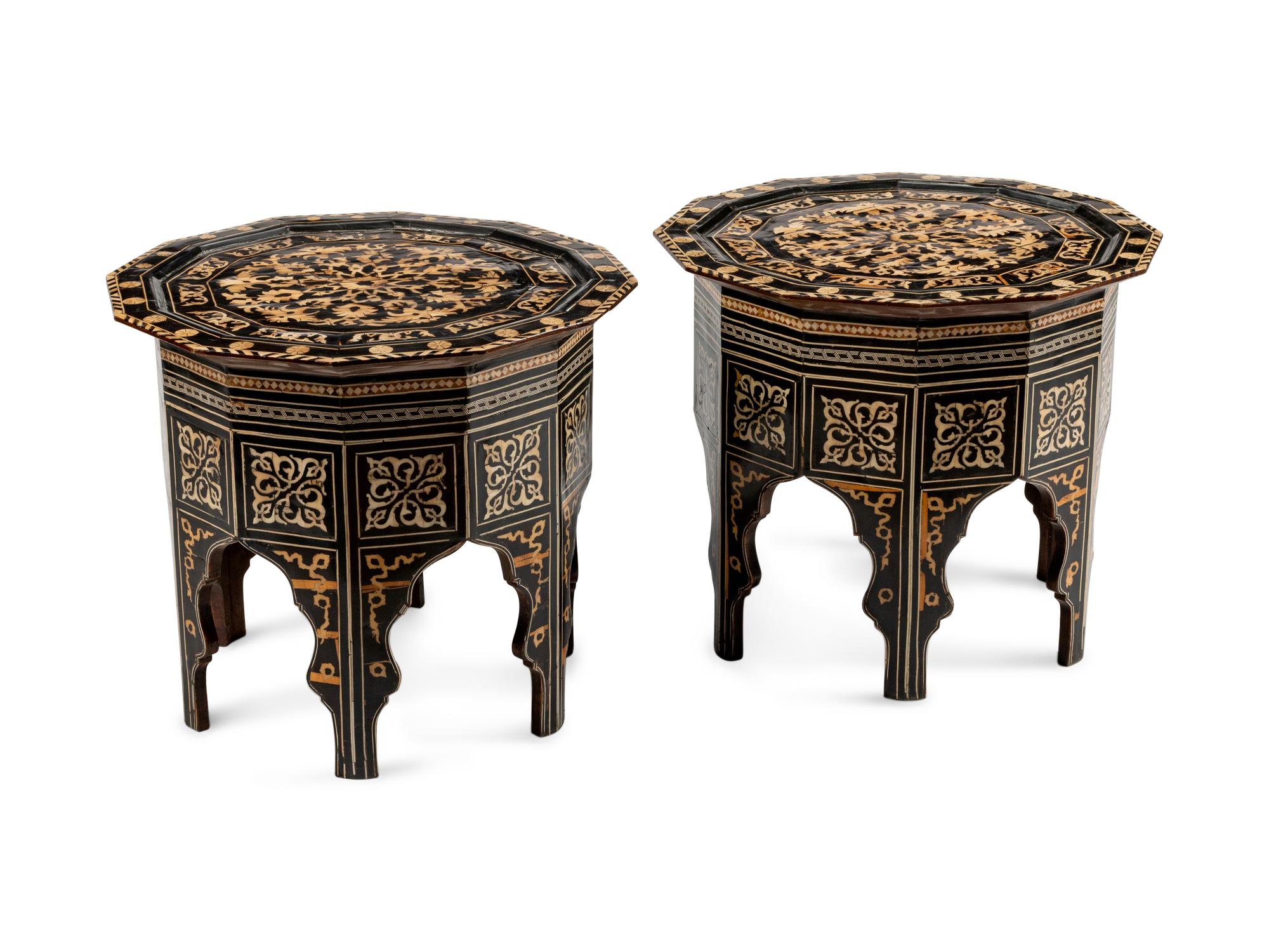 A Pair of Continental Marquetry Dodecagonal Tables